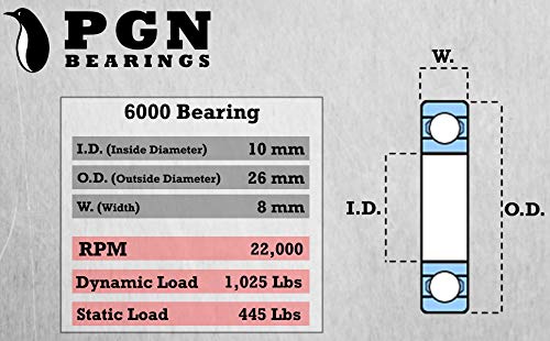 PGN (10 Db) 6000-2RS Csapágy - Kent Chrome Acélból Zárt golyóscsapágy - 10x26x8mm Csapágyak Gumi Tömítés & Magas RPM Támogatás