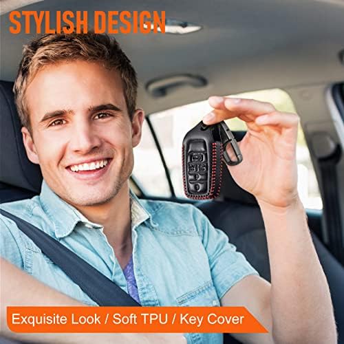 Slohif Toyota Bőr kulcstartó Fedezze Tartozékok Tundra CHR 5 Gomb, Bőr tok+D-Gyűrű+Horog(Fekete)