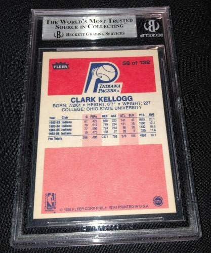 Clark Kellogg Aláírt 1986 Fleer Kártya Beckett Authticated Pacers 00012480379 - Kosárlabda Dedikált Kártyák