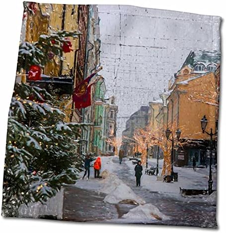 3dRose Moszkva Digitális Fotó Art - Kuznetsky a legtöbb utcai télen - Törölköző (twl-273295-3)