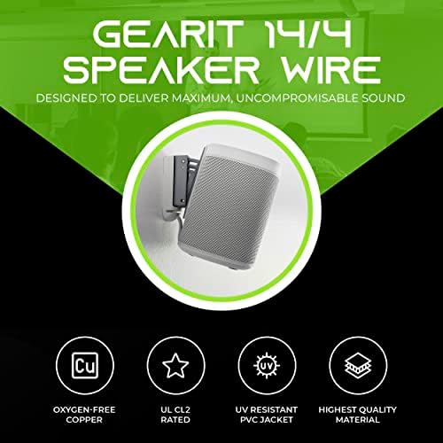 GearIT 14/4 Hangszóró Vezeték (100 Láb) 14AWG Nyomtávú tűzbiztonsági a Fal Névleges Audio Hangszóró Vezeték Kábel / CL2 Névleges / 4 Vezetők
