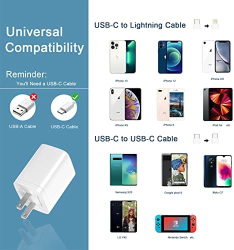[4pack] USB-C, Gyors Töltő Blokk,TYLIYCOO 20W PD Fali Töltő, USB-C Adapter Csatlakozó Kompatibilis iPhone 14/13/Mini/Pro/13