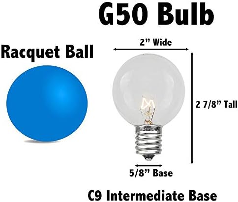 Újdonság Fények 25 Pack LED G50 Szabadtéri Terasz Globe Csere Izzó, Meleg Fehér, E17/C9 Bázis, 1 Watt
