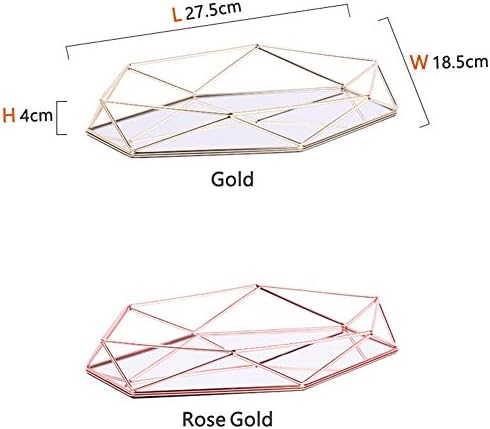 Beacon Pet Fém Tükrözött Díszes Dekoratív Tálca Rose-Gold Luxus Háromdimenziós Tároló Tálca Hatszögletű Asztal Skandináv Egyszerű