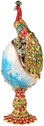 QIFU Vintage Kék Páva Fabergé Tojás Stílusú Bizsu Doboz Csuklós, Egyedi Ajándék Családi
