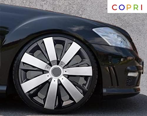 Copri Készlet 4 Kerék Fedezze 15 Coll Ezüst-Fekete Dísztárcsa Snap-On Illik Peugeot