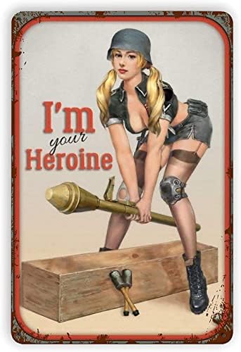 WZVZGZ Vintage Fali Dekor Fém Plakett Hadsereg Hősnő Pin-Up Girl Vas Festmény, Fali Dekor, Fali Poszter Művészeti Nosztalgikus