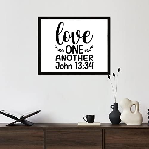 A bibliai Idézetek a Modern Dekoratív Tábla, Fa Keret Pozitív Idézi a Bibliát szeressétek egymást John 13-34 Fa Keretes