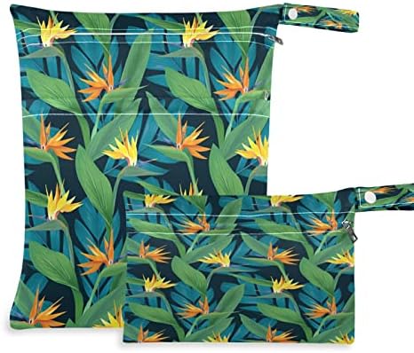 ZZXXB Trópusi Virág Vízálló Nedves Újrafelhasználható Táska ruha Pelenka Nedves-Száraz Táska Cipzáras Zseb Utazási Beach Medence, Edzőterem