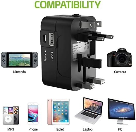 Utazási USB Plus Nemzetközi Adapter Kompatibilis a Samsung Galaxy S10 Plusz Világszerte Teljesítmény, 3 USB-Eszközök c típus, USB-A