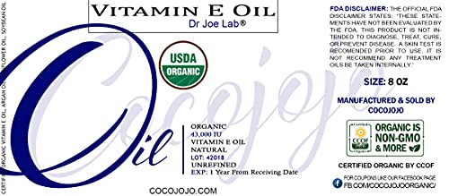 Bio E-Vitamin-Olaj - USDA Hitelesített - ban Természetes, 43,000 IU a Nem-GMO-Vegán Kegyetlenség-Ingyenes Tömeges Arc Bőr, Haj, Test