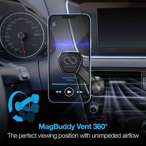 Naztech MagBuddy Elite 360 Autó Szellőző mobiltelefon tartó Hegy [kihangosító - Könnyen Telepíthető] Egyetemes Kompatibilitási