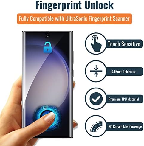 NEEPART [3+3 Csomag] a Samsung Galaxy S23 Ultra Privacy Screen Protector [Nem Üveg], 3 Csomag Anti-Spy Rugalmas TPU Film & 3 Csomag Edzett