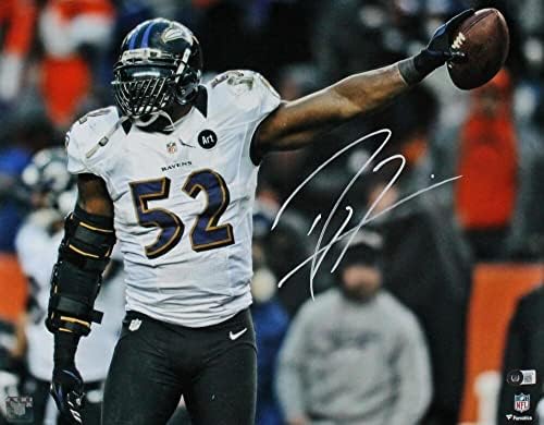 Ray Lewis Dedikált Baltimore Ravens 16x20 FP Labda a kézben, Fotó-BeckettW Holo - Dedikált NFL-Fotók