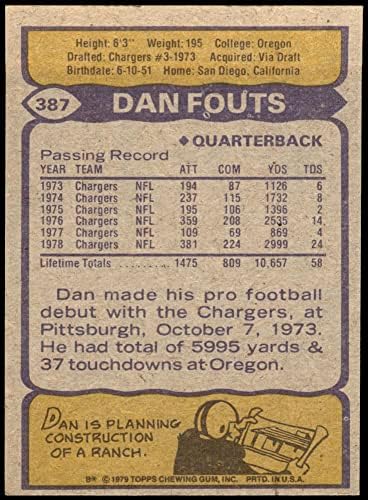 1979 Topps 387 Dan Fouts San Diego Chargers (Foci Kártya) EX/MT Töltők Oregon