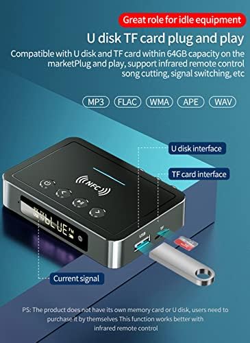 Ombsyej 3 in 1 Bluetooth 5.0 Adó-Vevő FM Transmitter, NFC-Kompatibilis Vezeték nélküli Audio Adapter Hosszú távú Támogatás 3,5 mm-es AUX bemenet,