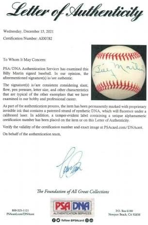 Billy Martin Aláírt Baseball Autogramot Auto PSA/DNS AI00782 - Dedikált Baseball