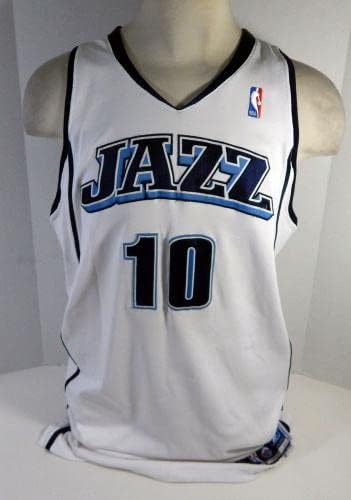 2004-05 Utah Jazz Gordan Giricek 10 Játék Használt Fehér Jersey 46 DP13851 - NBA Játék Használt