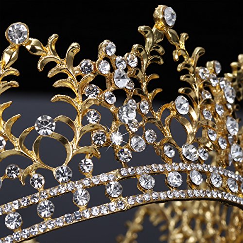 FRCOLOR Ékes Barokk Királyné Arany Hercegnő Korona Vintage Kristály Gyémánt Esküvői Korona and Tiaras jelmezbál Haj Kiegészítők