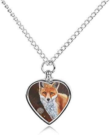 Aranyos Fox Pet Szív Urna Nyaklánc Nyomtatás Memorial Ékszerek Kisállat Hamvasztás Medál a Macska Kutya Hamvait