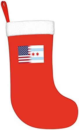 TZT Amerikai Zászlót, valamint Chicago Zászló Karácsonyi Harisnya, Karácsonyi Ünnep Party Ajándékok Család Ünnepi Dekoráció,