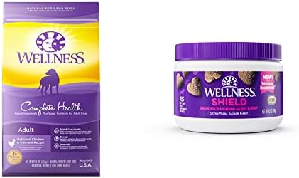 Wellness Teljes Egészségügyi + Kiegészítők Csomag: Természetes Száraz Kutyaeledel, Csirke & Zabpehely, 5 Kilós Zsák Immunrendszer