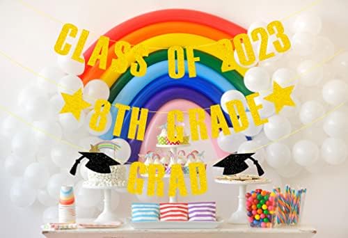 Osztály 2023 8. Osztályos Grad Banner, Arany Glitter 8. Osztályos Grad Banner, 8. Évfolyam Érettségi Party Dekoráció 2023, Fiú Lány Gyerek nyolcadikos