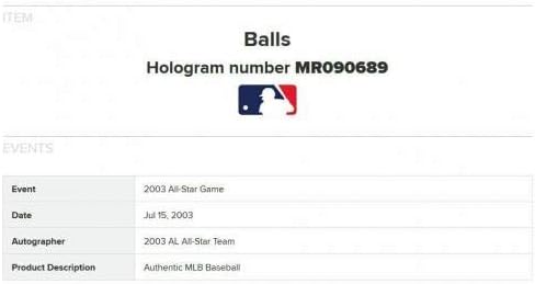 2003 AL All Star Csapat Aláírt Hivatalos Baseball 24 auto Ichiro MLB Holo COA - Dedikált Baseball