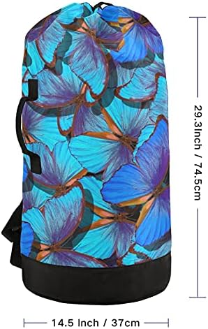 Repülés Világos Kék Pillangók Szennyesét Nagy teherbírású Mosoda Hátizsák, Főiskolai Hallgatók, Mosoda táska vállpánt Piszkos