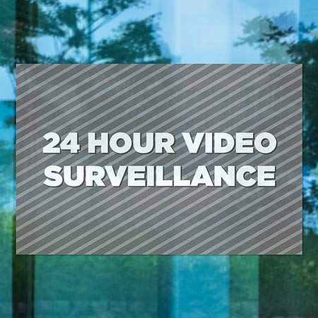 CGSignLab |24 Órás Videó Megfigyelő -Csíkos Szürke Ablak Ragaszkodnak | 30x20