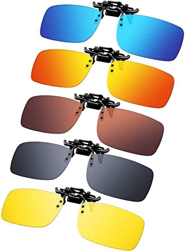 5 Pár Polarizált Clip-On Napszemüveg Keret Nélküli Flip Fel Csillogásmentes Vezetés Szemüveg