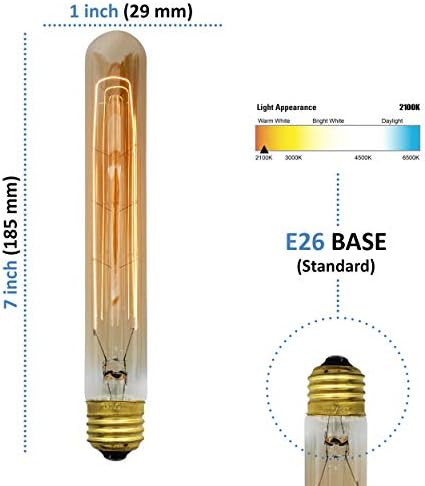 Évjárat Edison-Izzó, T9 T9-185 Cső Hajtű/Levél, 60w, Közepes (Standard) E26 Bázis, 2-Pack