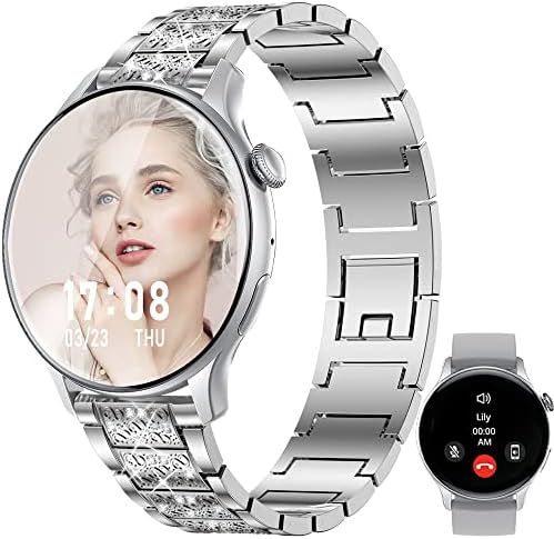 FILIEKEU Nők Smartwatch Bluetooth Hívás AI Hang Órák pulzusszám, Vérnyomás, ekg, Intelligens Karóra Fekete Acél szíj Fitness
