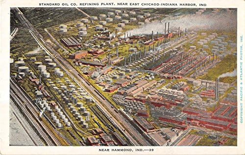 Hammond Indiana Terület Standard Oil Co. Finomítási Növény Antik Képeslap V18714