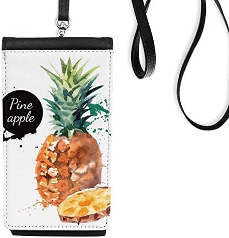 PineFruit Gyümölcs Finom, Egészséges Akvarell Phone Wallet Pénztárca Lóg Mobil Tok Fekete Zseb