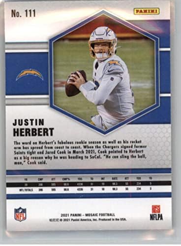 2021 Panini Mozaik 111 Justin Herbert Los Angeles Chargers NFL Labdarúgó-Trading Card