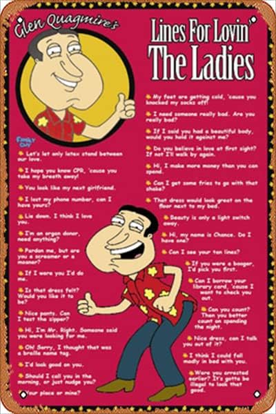 Family Guy Quagmire Vonalak, Klasszikus Zene, Metal Adóazonosító Jel Retro Emléktábla Vicces Plakát Haza Zenei Bár, Pub,