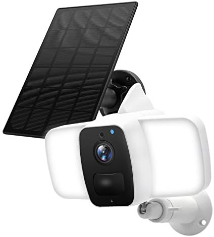 Floodlight Kamera,Napelemes Biztonsági Kamera, Kültéri,10400mAh Újratölthető Akkumulátor a Kamera,IP65 Vízálló,kétirányú Audió, PIR Mozgásérzékelő,Cloud