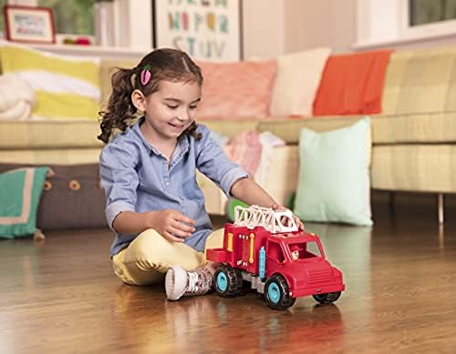 Battat - Tűz Motor Teherautó Dolgozik, Mozgó Alkatrész & 2 Tűzoltók Figurák - Játék Teherautók A Kisgyermekek 18M+ , Piros