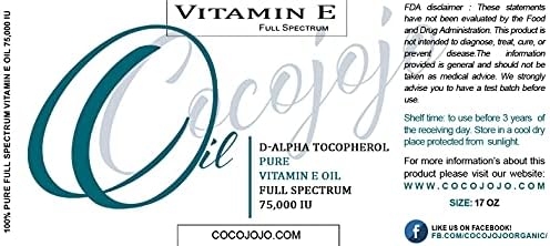 Az E-Vitamin-Olaj - - os Tisztaságú, Teljes Spektrumú, Hígítatlan, D-Alfa-Tokoferol, a 75 000 IU - 16 oz - a Bőr, Haj,