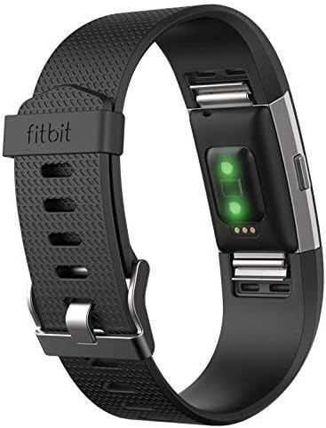 Fitbit Díj 2 Pulzusszám + Fitness Karkötő, Fekete, Nagy (Nemzetközi Változat)