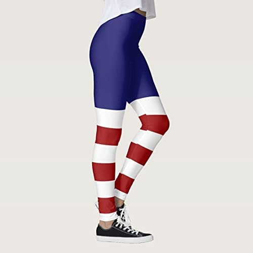 Július 4-én Magas Derék Leggings a Nők Usa Zászló Jóga Edzés Leggings Ultra Puha Ecsettel Rugalmas Atlétikai Sport Nadrág