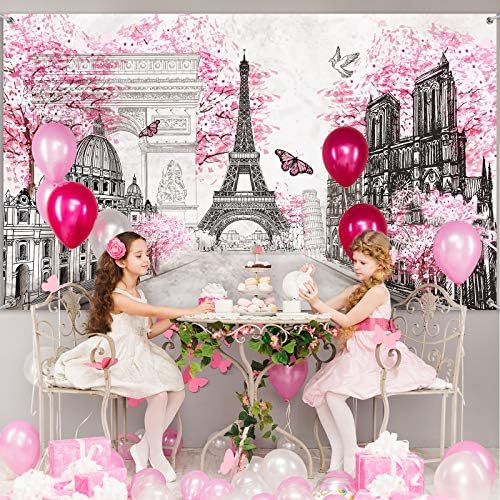 Párizsi Gobelin Hátteret, Párizs Wall Art Eiffel-Torony Fotó Banner Háttér Európai Város Táj Rózsaszín Falra Dekor Nappali Lány