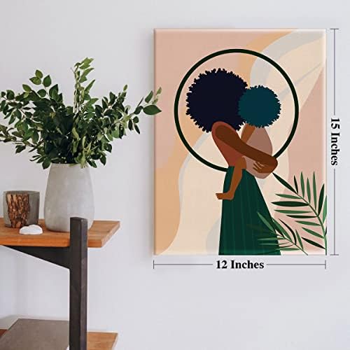 Afro-Amerikai Vászon Poszter Fekete Anya-Lánya Nyomtatási képet Haza Hálószoba Wall Art Dekoráció 11,5 x 15 Col (Keretes)