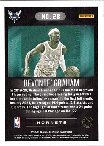 2020-21 Panini Illúziók 28 Devonte' Graham Charlotte Hornets NBA Kosárlabda Trading Card
