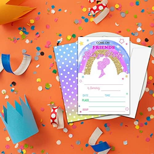 NYCTUG Szivárvány Lány Digitális Téma, Születésnapi Meghívót(4 X 6), irány a Party, Elbűvölő Kétoldalas Felkéri - 20 Meghívókat A Borítékok-Személyre