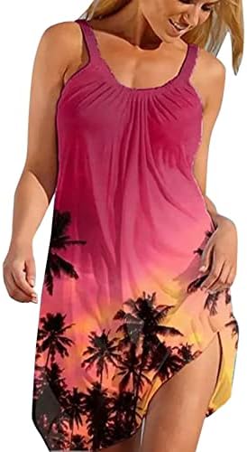 Női Alkalmi Ujjatlan Virágos Mini Ruha Trópusi Nyomtatás Nyári Beach Tunika Tartály Ruhák Rövid nyári ruháknak