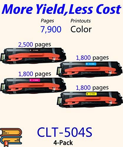 4-Pack ColorPrint Kompatibilis 504S Festékkazetta Csere Samsung CLT504S CLT-504S Munka Xpress SL-C1810W SL-C1860FW CLP-415N 415NW CLX-4195N