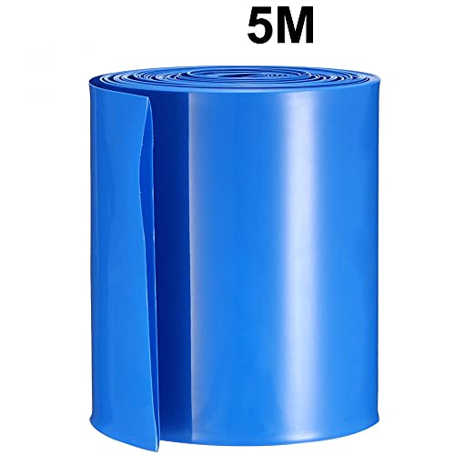uxcell Akkumulátor Wrap PVC Hő Zsugorodó Cső 65mm Lapos Szélességét AA tápegységek 5 Méter Hosszúságú, Kék