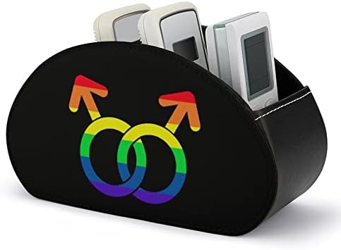 Meleg Szeretet LMBT Nyomtatás Tv Távirányító Szervező Doboz Ellenőrzési Birtokosai PU Bőr 5 Rekeszes Tároló Tartály